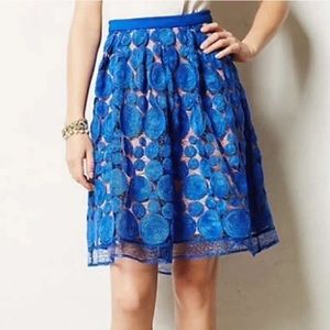 Eva Franco for Anthro Albastru Blue Lace Circle Skirt in Size 4